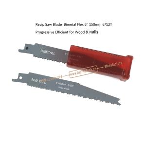 Recip Saw Blade Bimetal Flex 6" 150mm 6/12T Progressive Efficient for Wood &