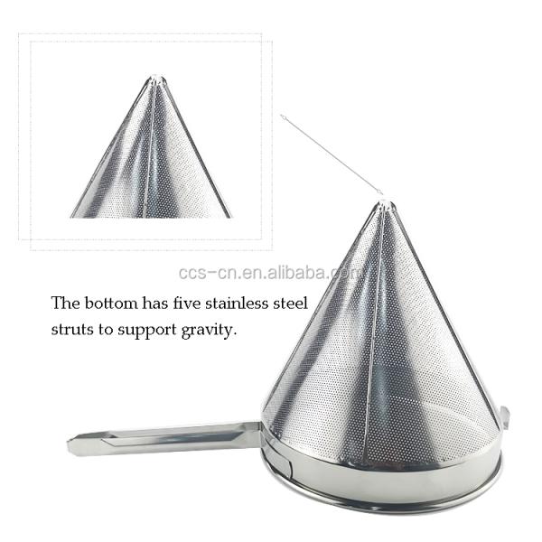 Commercial Kitchen Colander Large Strainer Coarse Mesh Fine Mesh Filter Stainless Steel China Funnel Strainer For Restau