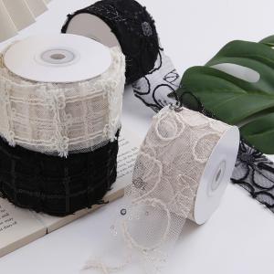 50mm Shinny Polyester Mesh Ribbon With Floral Jacquard Ribbon