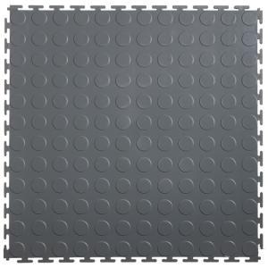 Black Interlocking Vinyl Floor Tile 500*500mm Coin Surface For Use In Garages
