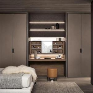 Modern Style Villa Bedroom Wooden Dressing Table with 8 Sliding Doors and Mirror