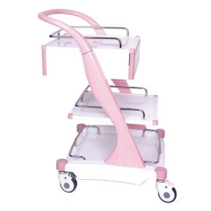 Wholesale ABS Aluminum Alloy Frame Pink Three layers Hospital Treatment Trolley from china suppliers