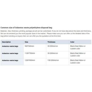 Clear polyethylene disposal bags for asbestos fiber, asbestos bags with black