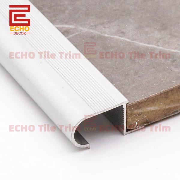 Matte Aluminium Vinyl Stair Treads Round Nose Tile Stair Nosing Trim Length 1-3m