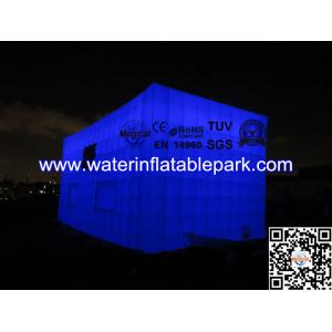 Double Layer Inflatable Lighting Tent / LED Inflatable Cube Tent , Waterproof