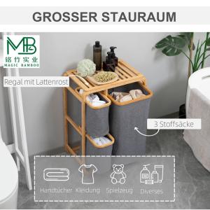 Bamboo Bedroom Storage Rack With Multipurpose Storage Bags
