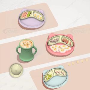 Ergonomic Panda Silicone 6-12 Months On The Go Suction Plate Set for Baby