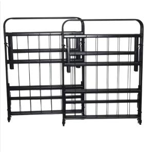 School Dormitory Iron Double Bed Frame with Sleek Black Design and Foldable