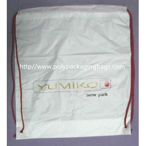 Personalized PP Promotion Packaging / White Plastic Drawstring Backpack