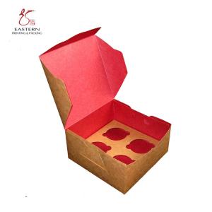 Folding 350gsm 4 Cupcake Paper Box , Kraft Paper Cupcake Boxes 8*8*4 Inch