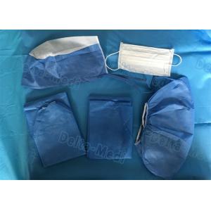 China Dark Blue Disposable Protective Apparel , Disposable Scrub Suits With Shirt / Pants on sale