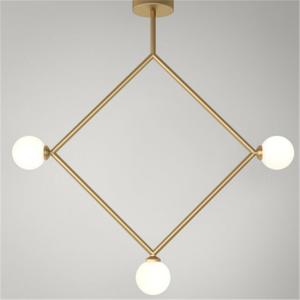 Post-modern Iron Glass Geometry Chandelier Living Room Rhombus Triangle