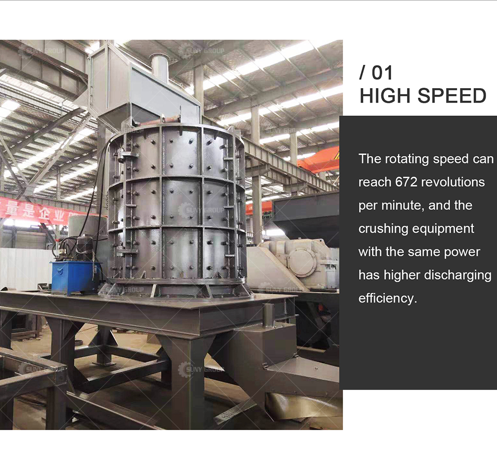 650 Spindle Speed High Capacity Vertical Type Hammer Crusher Machine with 2/4pcs Hammers