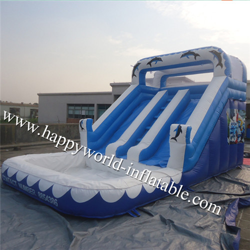 dophin water slide pool , inflatable water slide pool , child pool with water