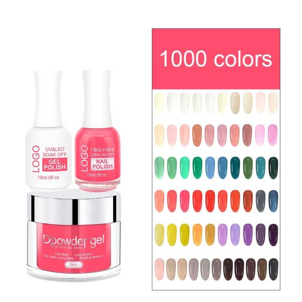 High Quality Wholesale Colored 3 in 1 Gel Nail Polish and Dipping Powder Dipping Powder Nail System