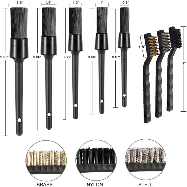 9pcs Auto Car Detailing Brush Set For Interior Cleaning