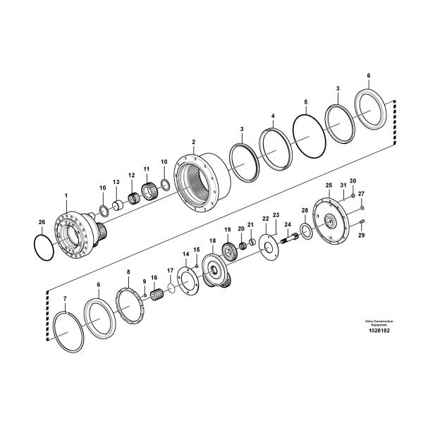 VOE 14573820 EC140 Excavator Travel Device Travel Gearbox Reduction