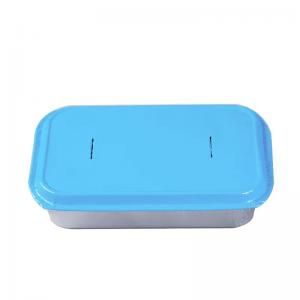 China 350ml Rectangle Disposable Airline Food Service Aluminum Foil Container With Lid on sale