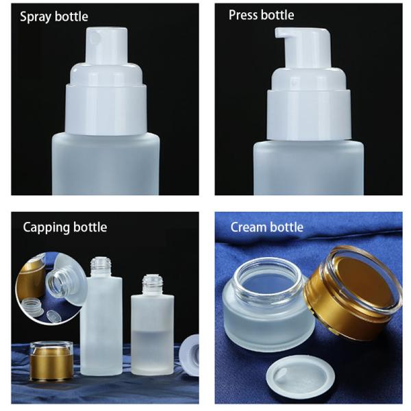 Spray Cap Frosted 120ml 50g Cosmetic Glass Bottles