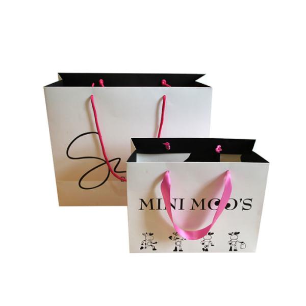 Quality Fashionable Paper Shopping Bags Matt / Glossy Lamination Surface Handling for sale
