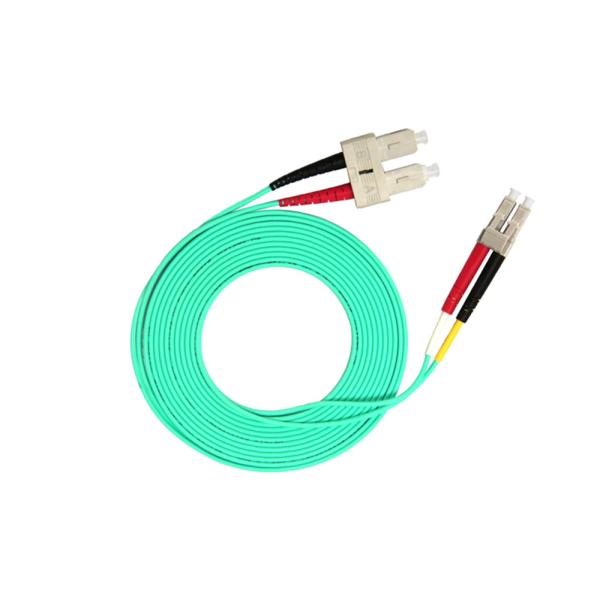 Green SC LC Patch Cord 3.0mm Diameter , Duplex OM3 Pigtail Multi Mode