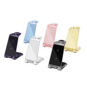Aluminum 3 In 1 Wireless Charging Stand for iPhone Samsung Qi Phones Five colors