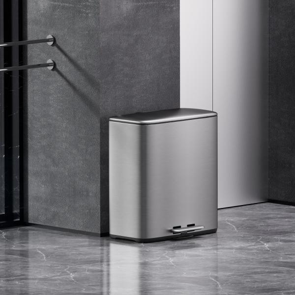 28L*2 Stainless Steel 2 Compartments trash can Household Kitchen Recycle Bin