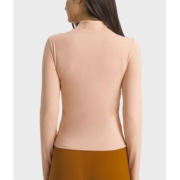 Half Zipper Womens Stretch Riding Base Layer With Thumb Hole Double Sided Nylon Tops