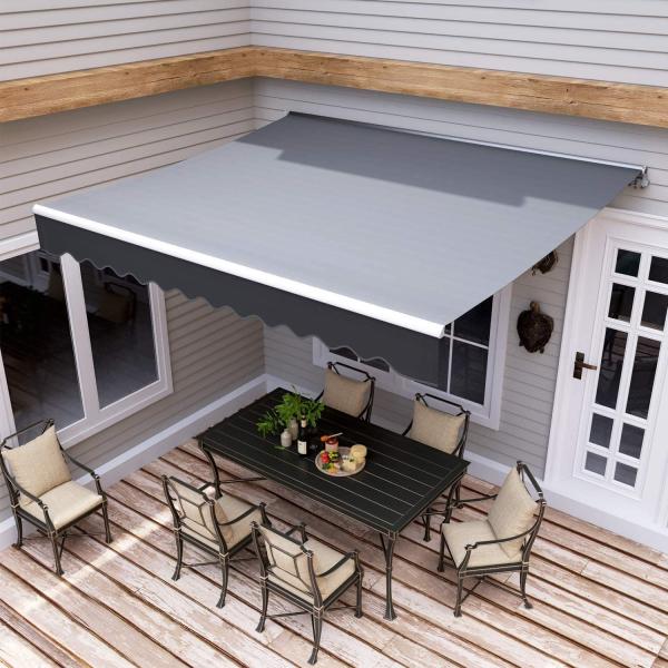 Quality 4x2.5m Retractable Manual Awning Window Door Sun Shade Canopy with Fittings and Crank Handle for sale