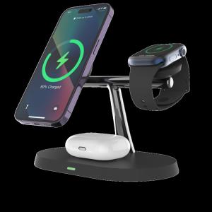 Over-voltage Protection 3-in-1 Wireless Charger with Earphone iWatch Charging