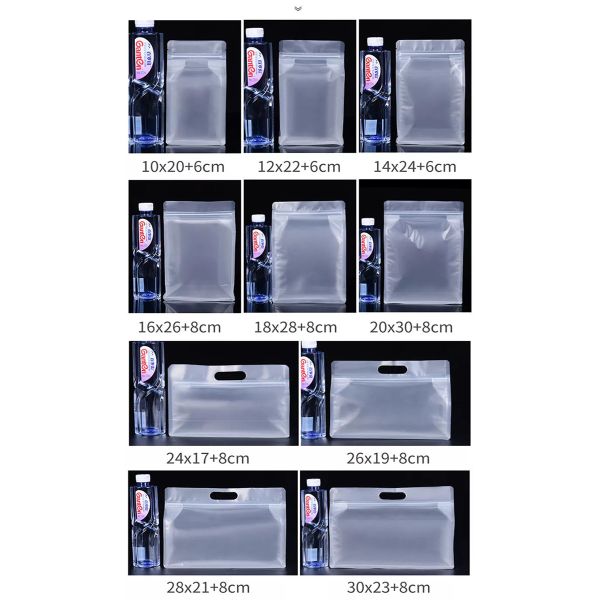 Plastic Transparent Flat Bottom Stand Up Zipper Pouch With Hanger
