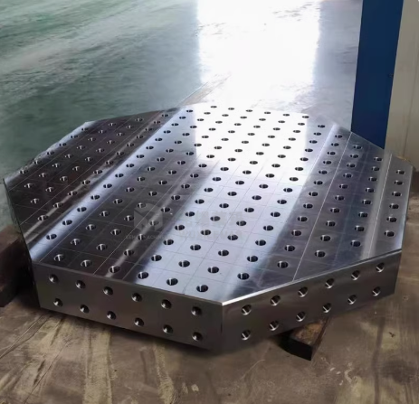 Octagon shaped heavy duty welding table with sturdy steel construction