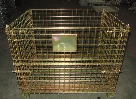 Quality Industrial warehouse folding stackable storage wire mesh basket container for sale
