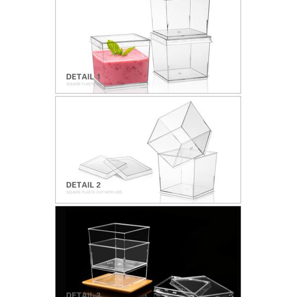 Wholesale Clear Plastic Smoothie Pudding Dessert Disposable Cups With Lids