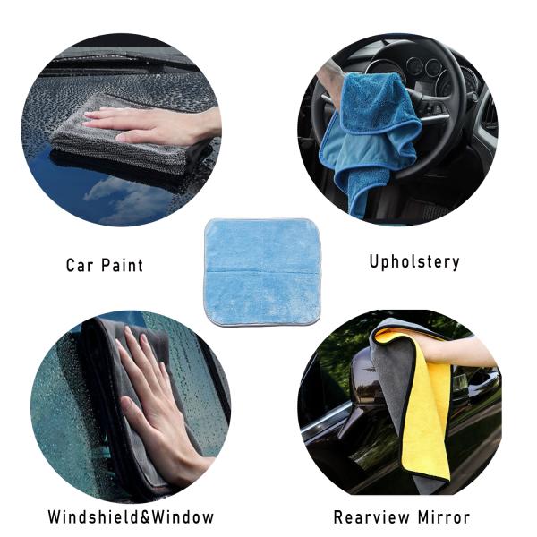 1000gsm Car Cleaning Rags 40x40cm Extra Thick Quick Dry Soft Smooth Fabric Car Window Towels