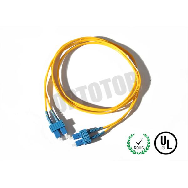 SC Connector Optical Patch Cord 2F ZIP 3.0mm OFNR CORNING SMF-28 ULTRA , Yellow