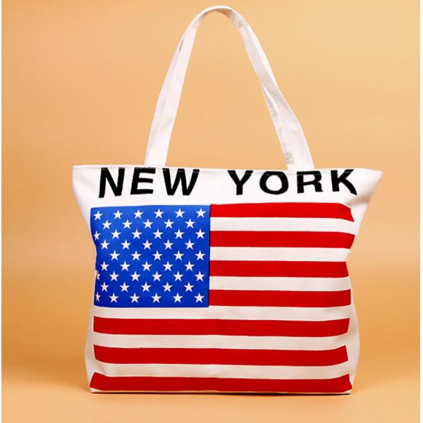 Cheap Eco-friendly Non Woven Printed Flag Shopping Canvas Bag Reusable Grocery