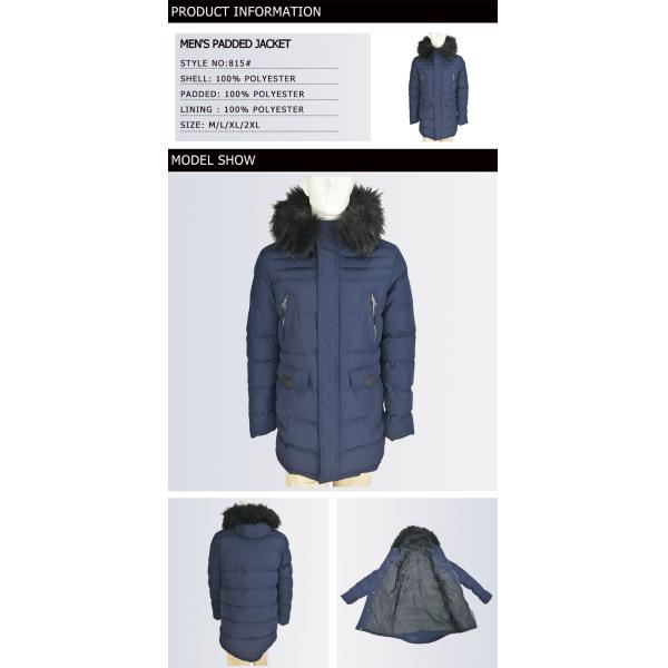 Long Mens Warm Padded Jackets With Fix Fur Hoody Side Pockets Thermal Tested