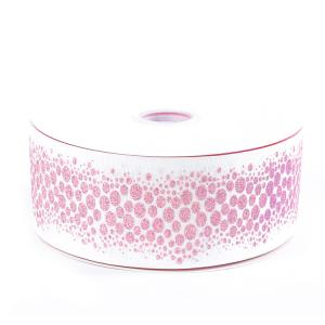 Custom Quality Glitter Grosgrain Pink Ribbon 75mm