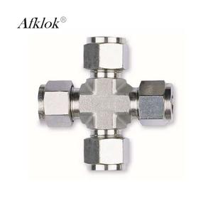 Union Cross Stainless Steel Npt Pipe Fittings With Dual Ferrule Connector