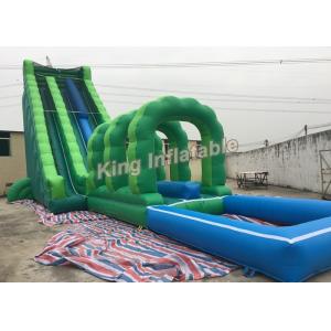 Blue / Green Customized Inflatable Water Slide With Constant Blowing System