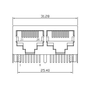 MOXIE MOX-RJ45-204G | LPJF26404DNL Magnetic RJ45 Jack 2x10/100Base-T