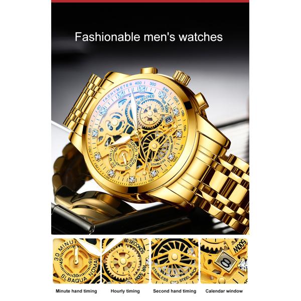 2022 Fashion Multifunctional Stainless Steel Waterproof 3ATM Quartz Watch For Men