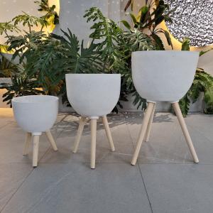 Rustic Fiber Clay Planter Waterproof With Drainage Holes