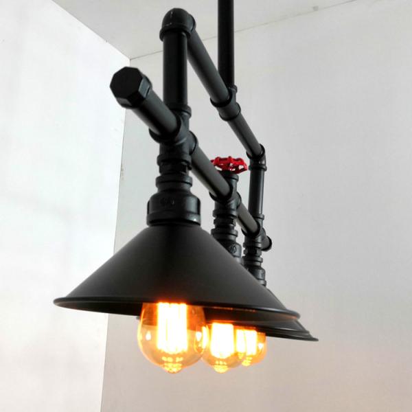 Vintage industrial wind and water pipe chandelier creative three end restaurant bar kitchen long lamp(WH-VP-226)
