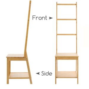 Multifunctional Bamboo Bathroom Towel Shelf Rail Floorstanding Storage