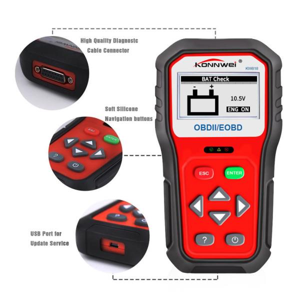 12V Car Diagnostic Scanner Tools , Konnwei Obd2 Code Reader KW818 With CE