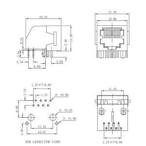 Wholesale 1x RJ45 Modular Jack S253E-8P8C-GAB-L Side Entry 8P8C LPJEF110CNL from china suppliers