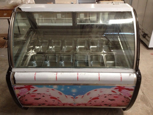 Energy Saing 12 Pans Ice Cream Showcase / Ice Cream Display Cabinet 60Hz