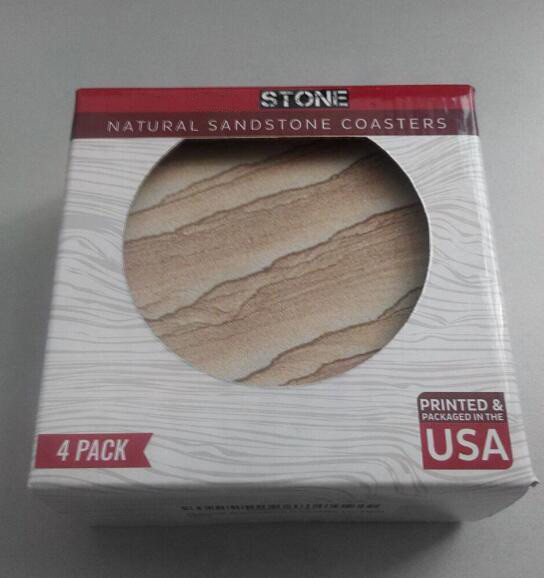 2017 Popular 4‘’ Absorbent Sandstone Coaster Customized Size and Printed Logo